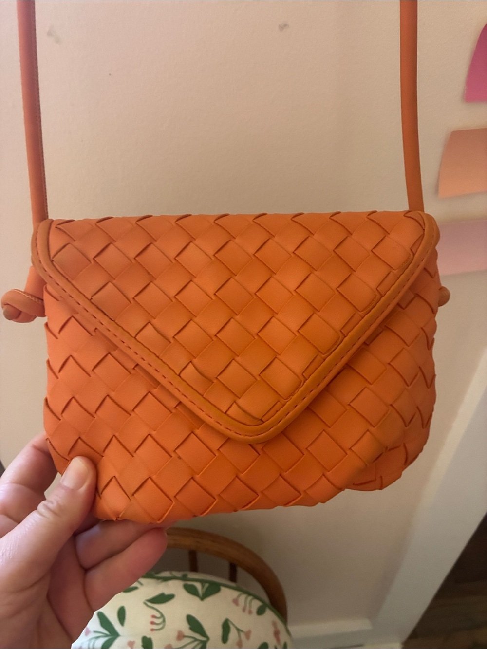 Urban Expressions Tangerine Woven Crossbody Bag